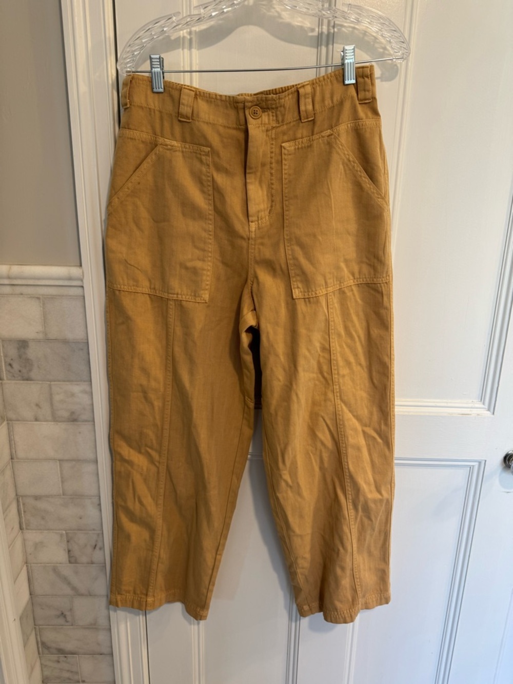 Universal Thread Cropped Wide-Leg Pants in Mustard Yellow